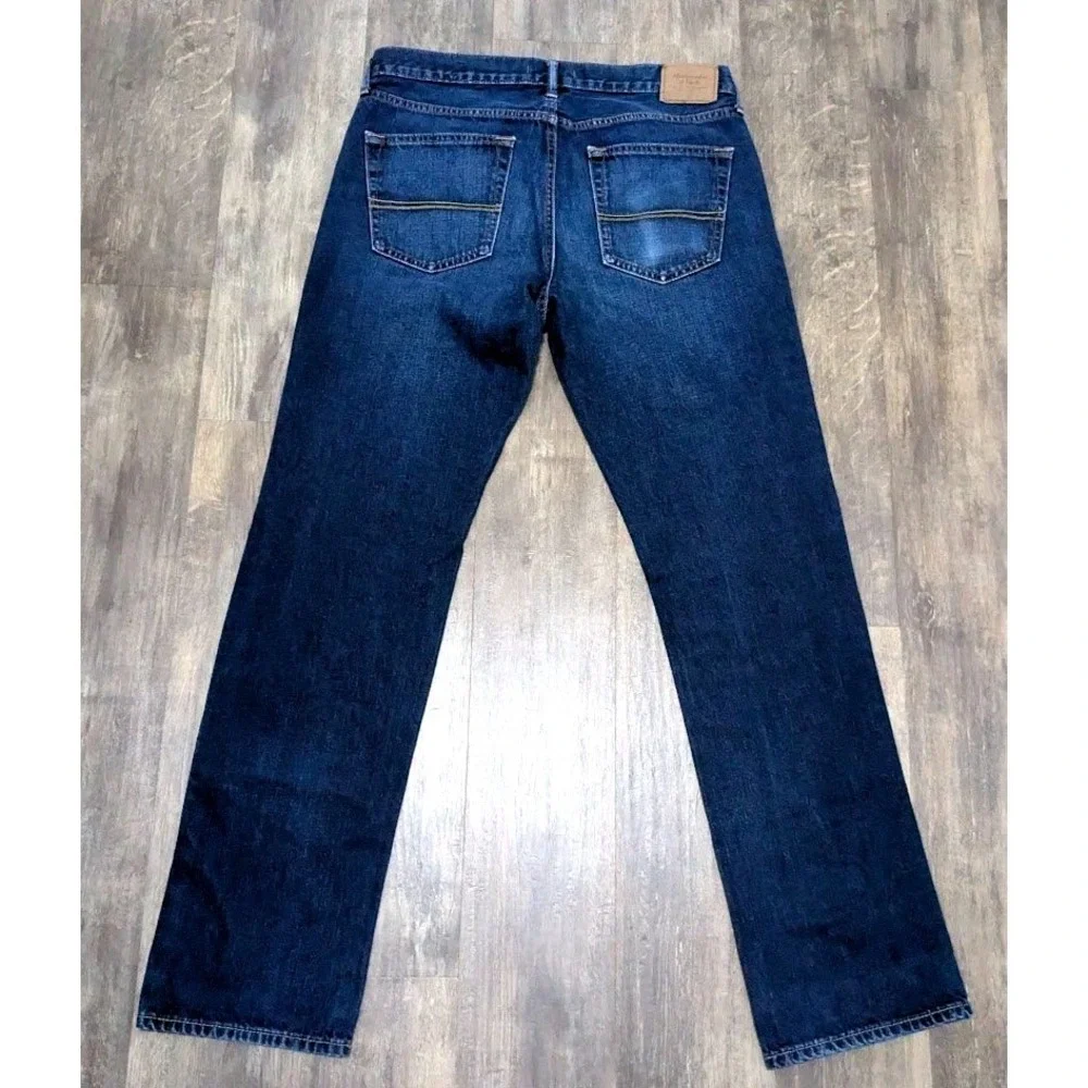 Abercrombie & Fitch Mens Classic Straight Cotton Jeans 32 x34 Dark Wash Indigo‎